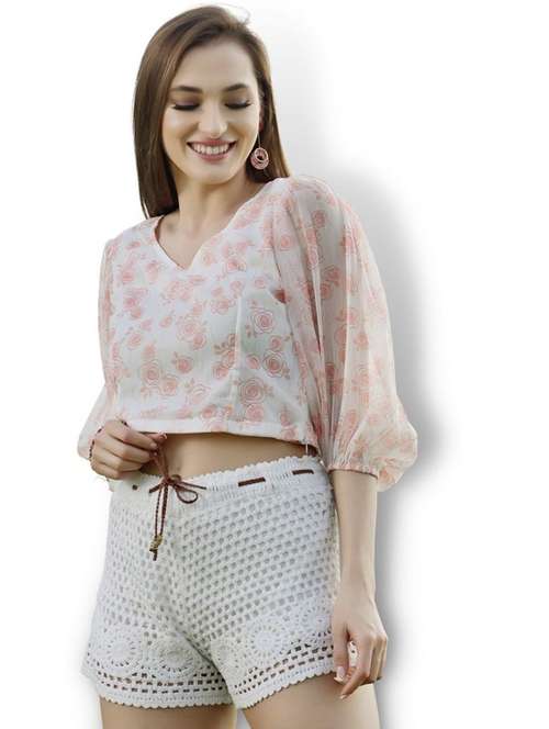 women's crop v neck top - 19668957 -  Standard Image - 0