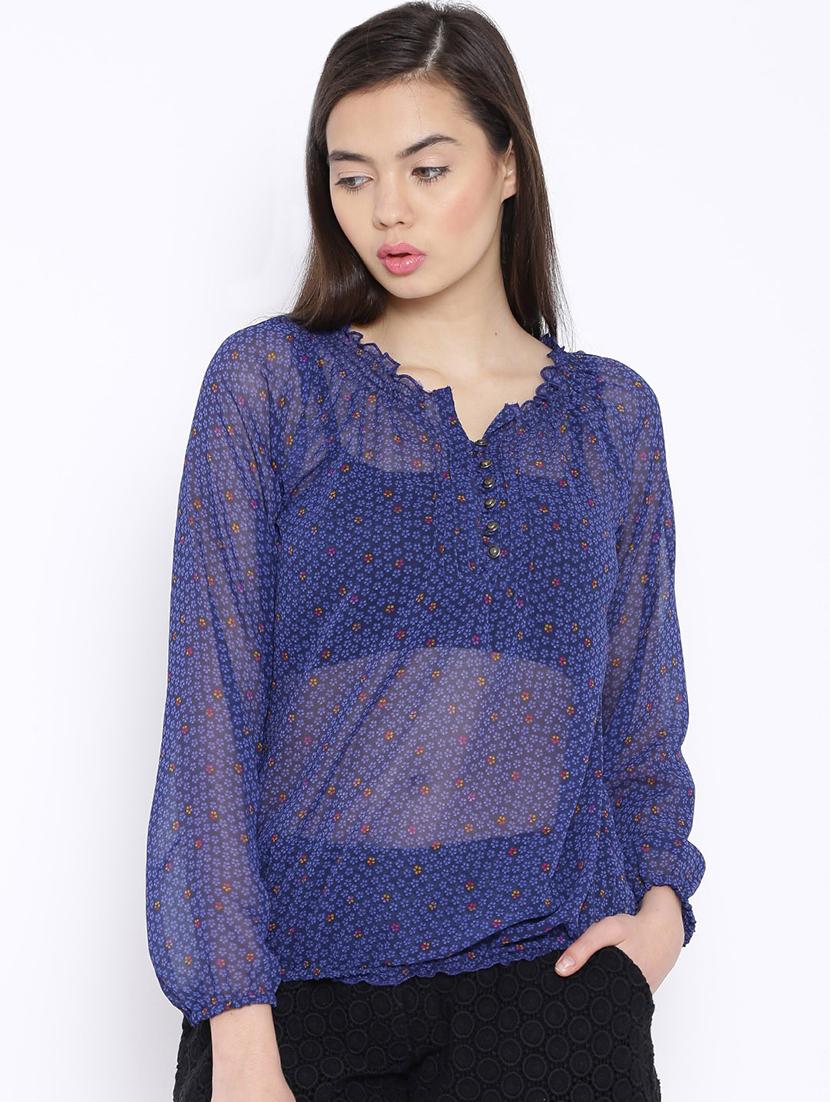 round neck floral printed regular top
