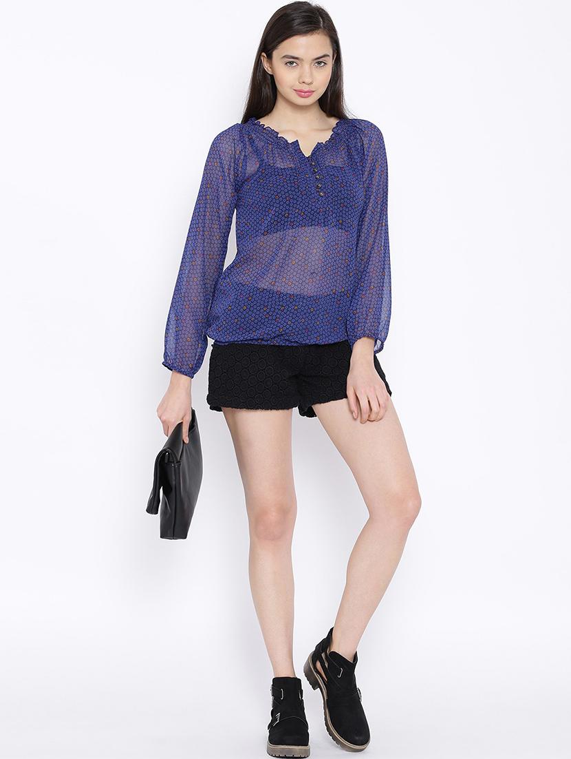 round neck floral printed regular top - 19669005 - Standard Image - 3