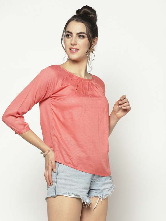 women round neck blouson top