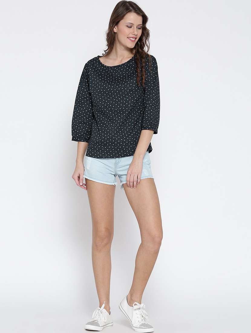 round neck printed blouson top - 19669086 - Standard Image - 3