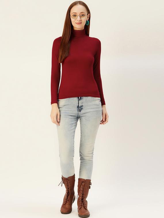 women high neck solid top - 19669128 - Standard Image - 3