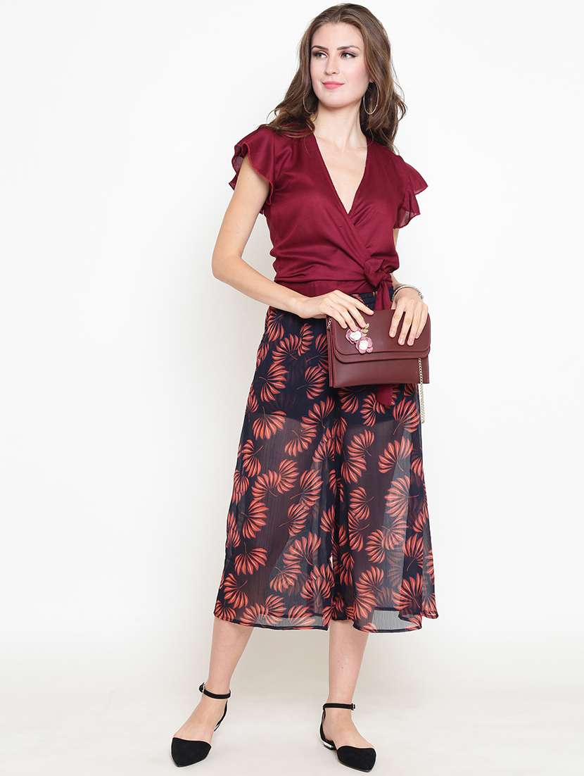 women's wrap overlap neck top - 19669166 - Standard Image - 3