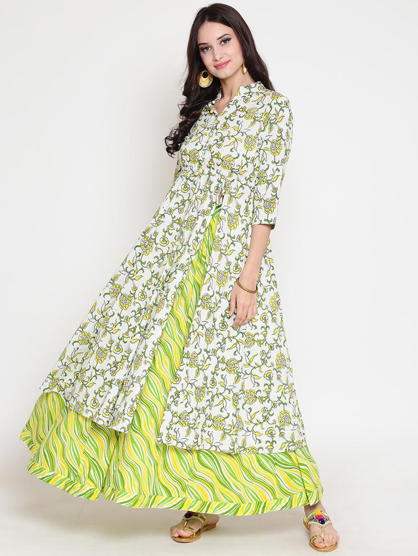 printed kurta with skirt set - 19670267 - Zoom Image - 0