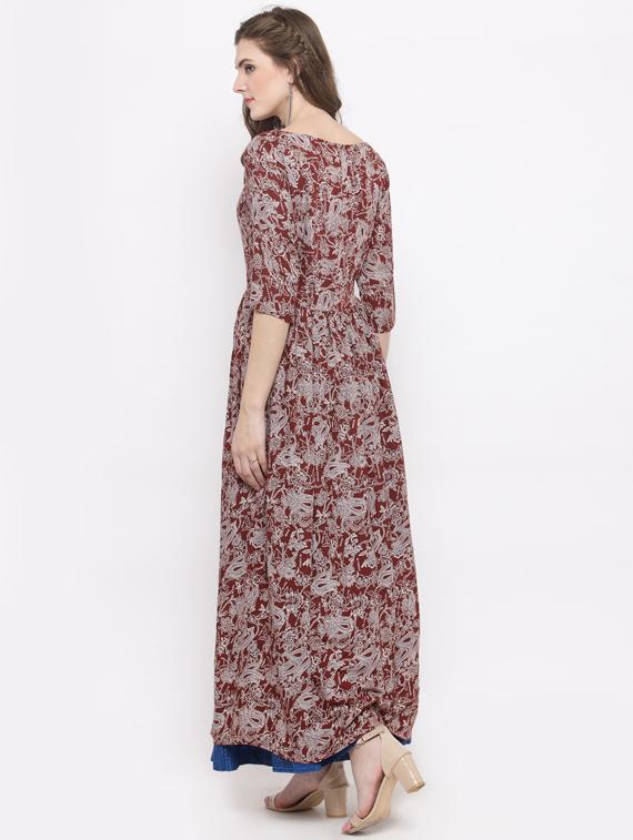 women boat neck printed kurta palazzo set - 19670278 - Standard Image - 3
