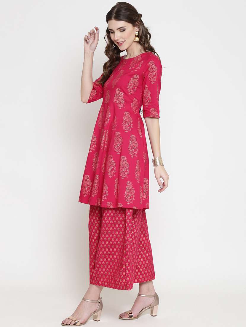printed kurta with palazzo set - 19670319 -  Standard Image - 3