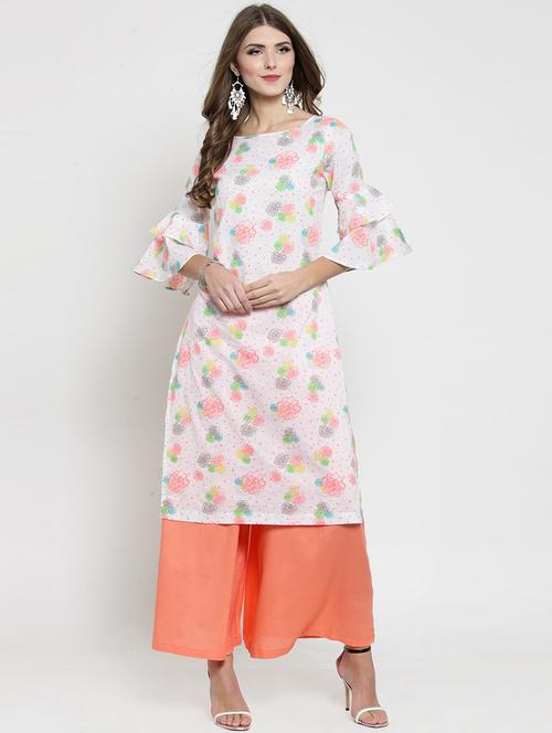 printed kurta with palazzo set - 19670361 - Standard Image - 0