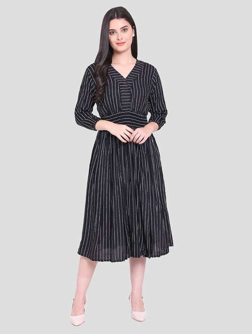 women's fit & flare striped dress - 19670863 - Standard Image - 0