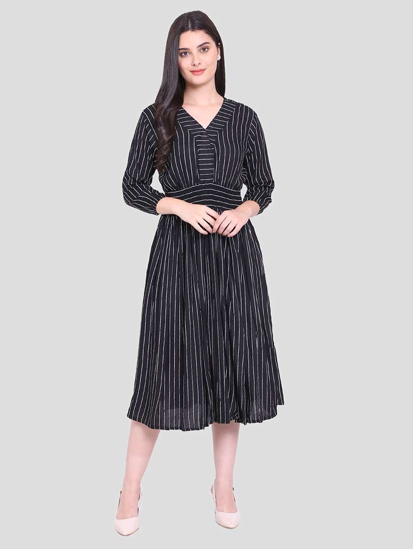 women's fit & flare striped dress - 19670863 - Zoom Image - 0