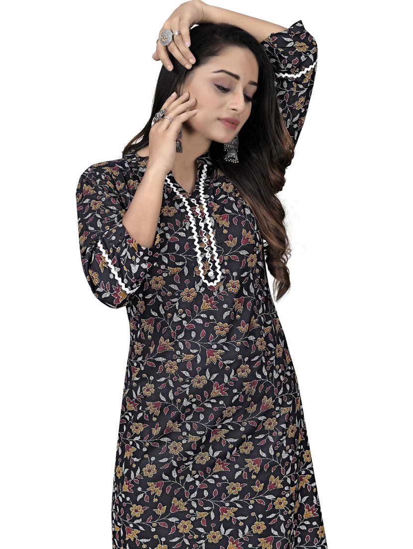 printed a-line kurta - 19672035 - Standard Image - 3