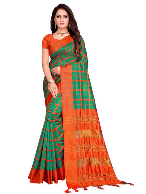 check woven saree with blouse - 19672441 -  Standard Image - 0