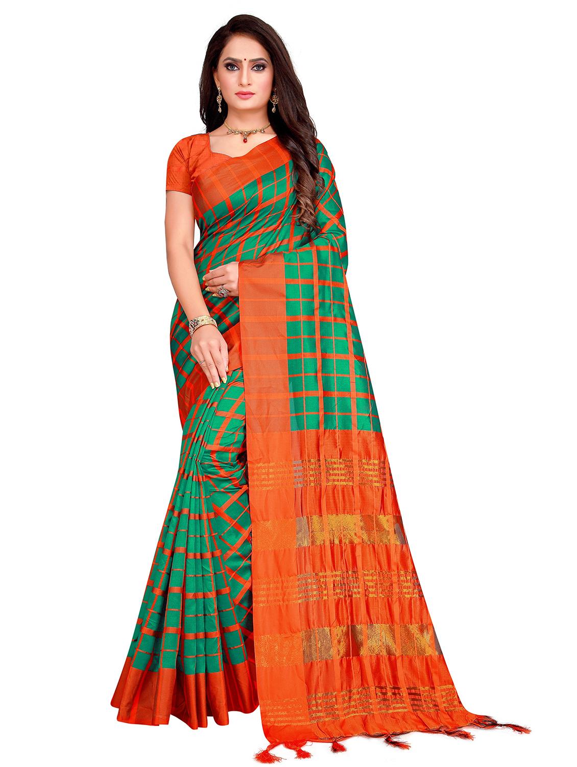 check woven saree with blouse - 19672441 -  Zoom Image - 0