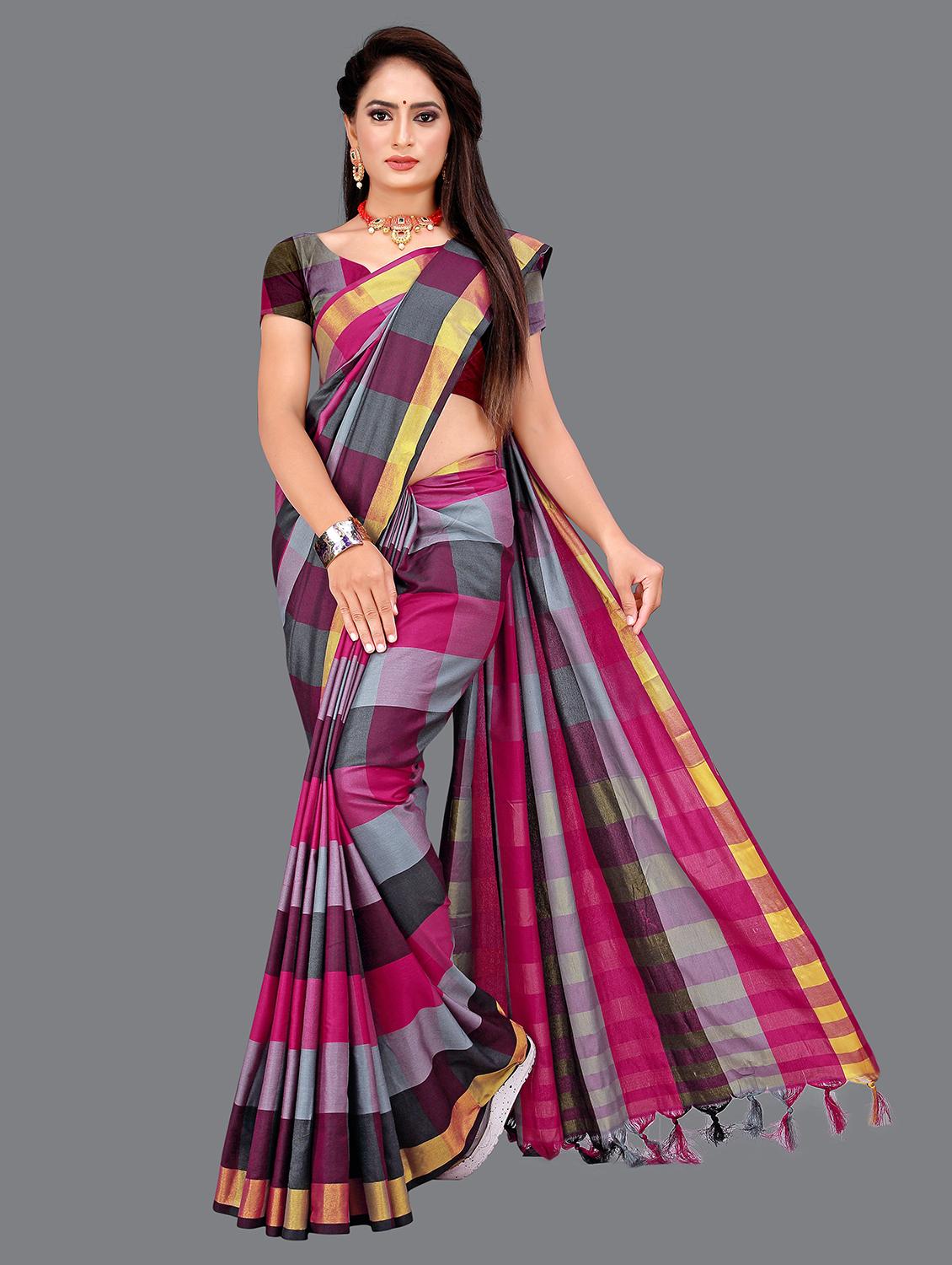 check chettinad saree with blouse - 19672449 -  Zoom Image - 0