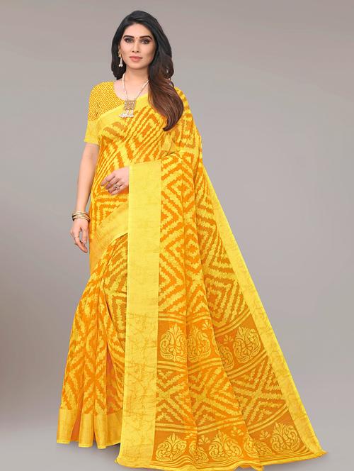printed woven saree with blouse - 19672476 - Standard Image - 0