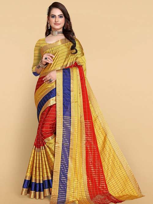 women's self design yellow colored saree - 19672496 -  Standard Image - 0