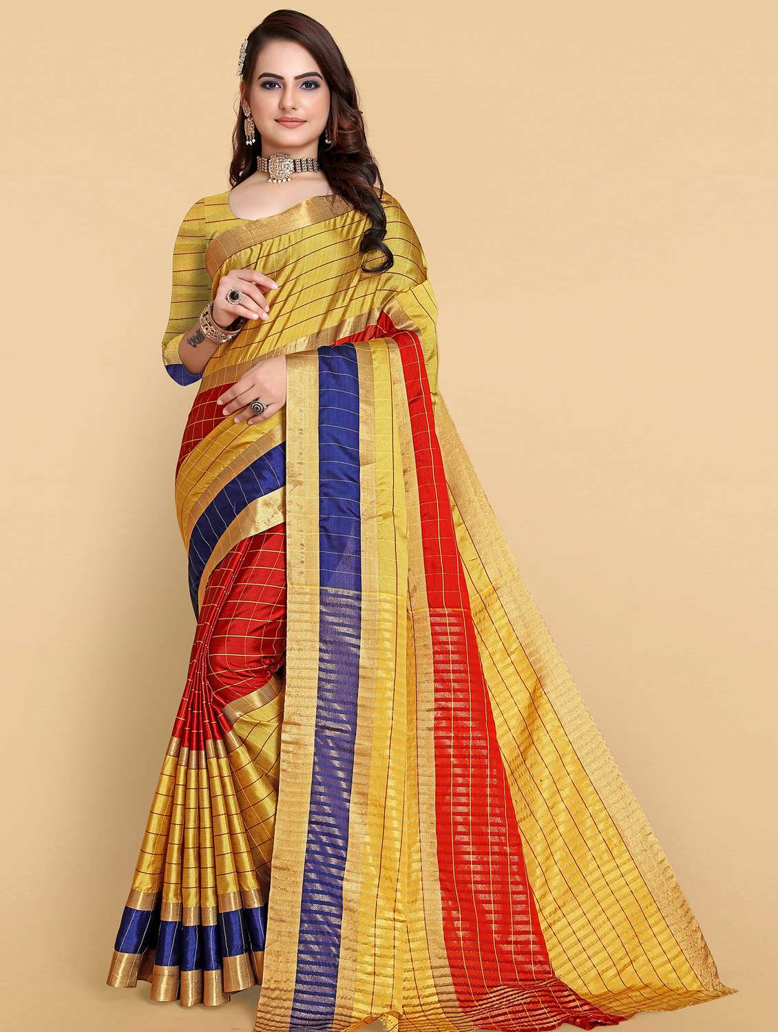 women's self design yellow colored saree - 19672496 -  Zoom Image - 0