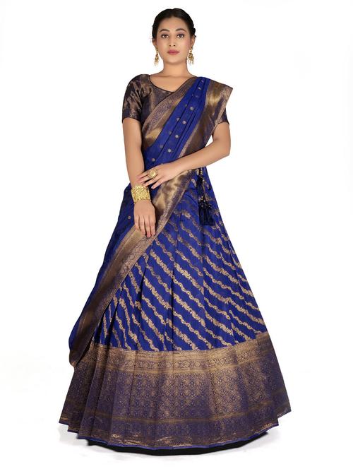 blue art silk lehenga - 19679018 - Standard Image - 0
