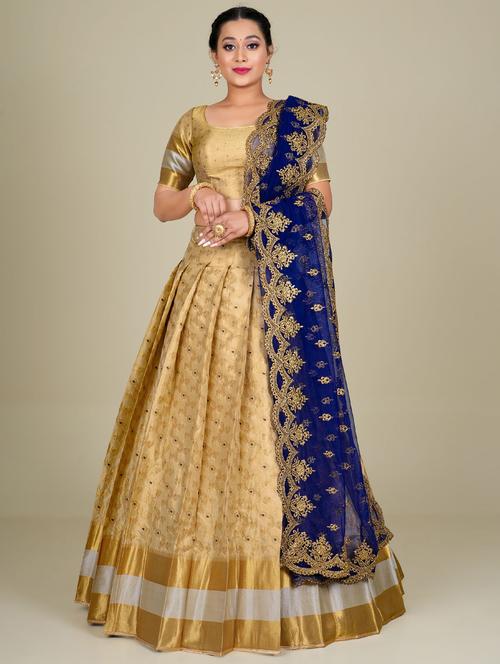 gold art silk lehenga - 19679026 - Standard Image - 0