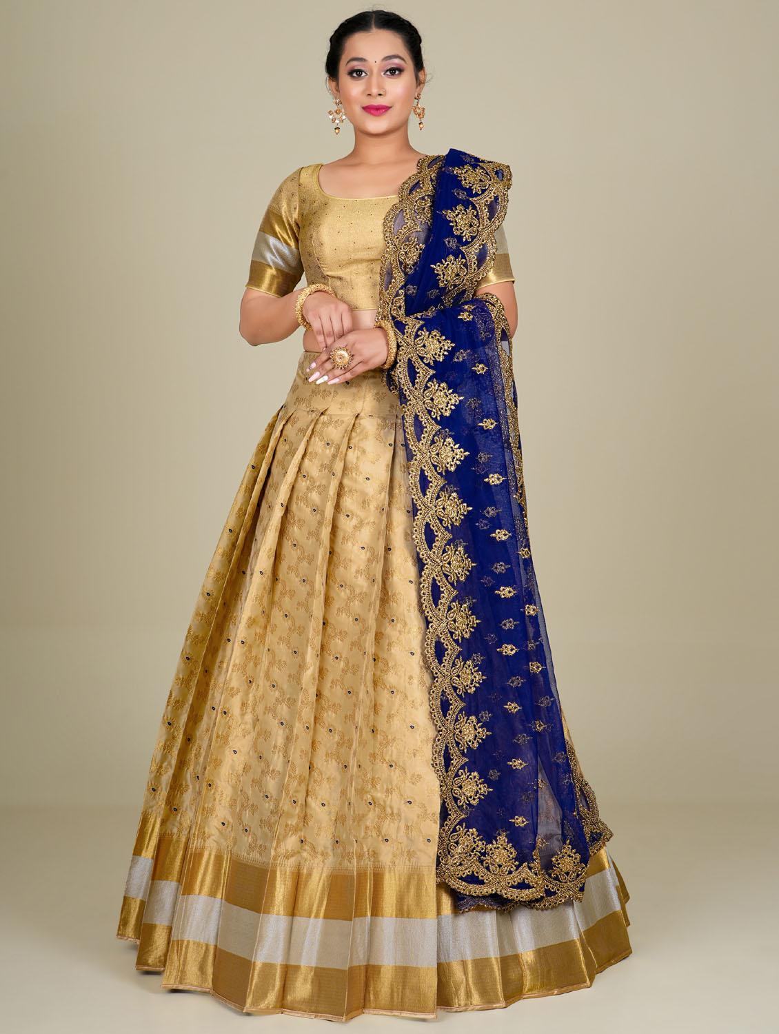 gold art silk lehenga - 19679026 - Zoom Image - 0