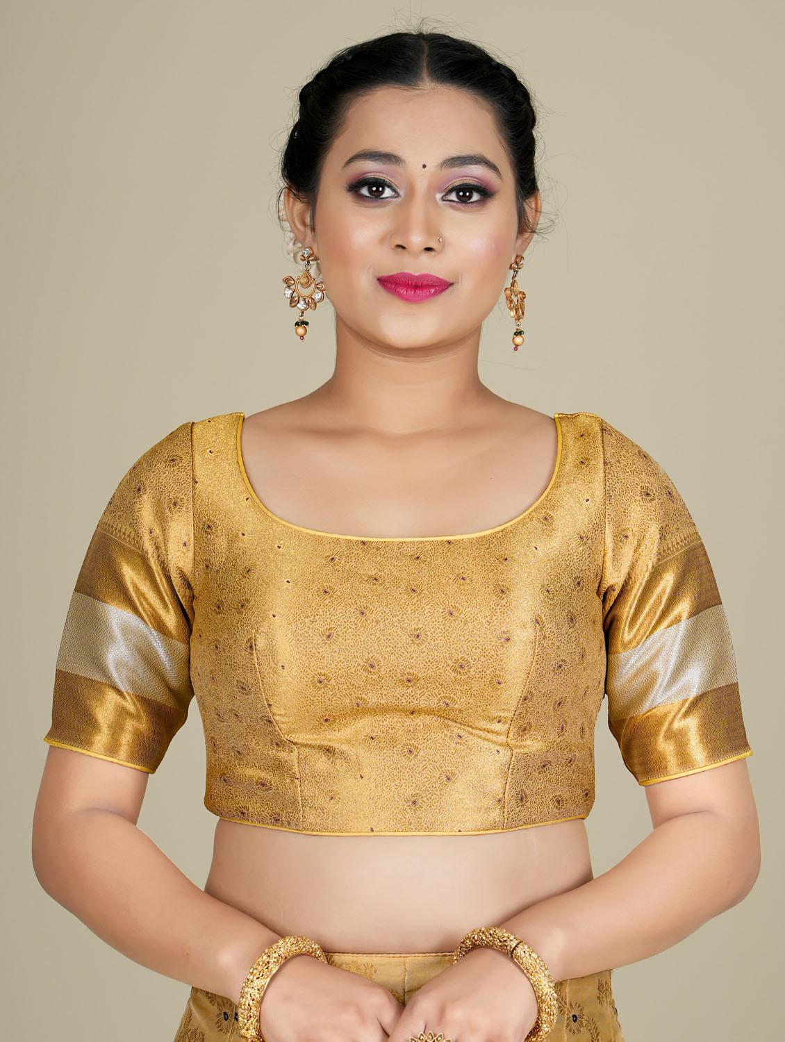 gold art silk lehenga - 19679026 - Standard Image - 3