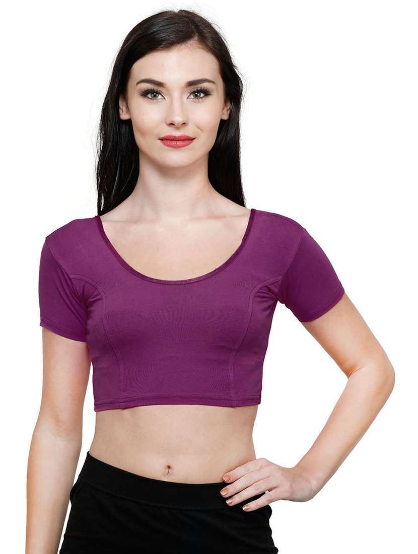 women solid short sleeves stitched blouse