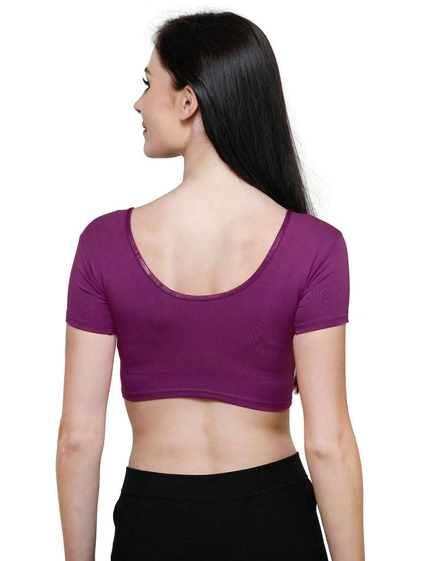 women solid short sleeves stitched blouse - 19682057 -  Standard Image - 3