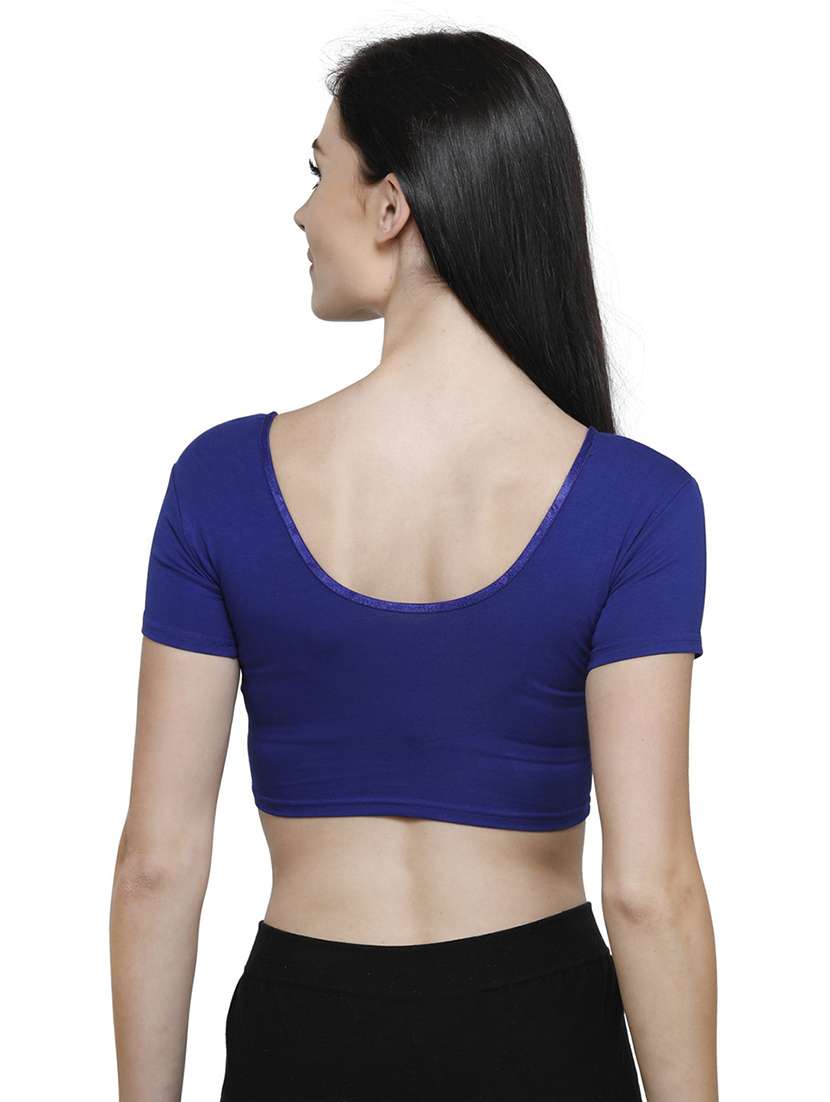 women solid short sleeves stitched blouse - 19682061 - Standard Image - 3