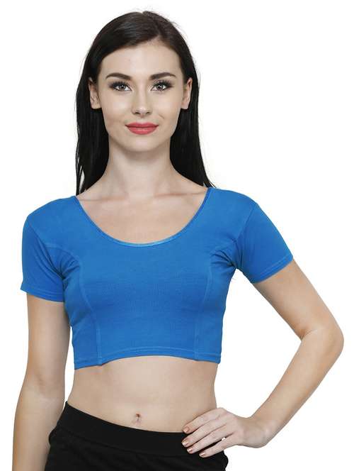 blue cotton blend regular blouse - 19682080 -  Standard Image - 0