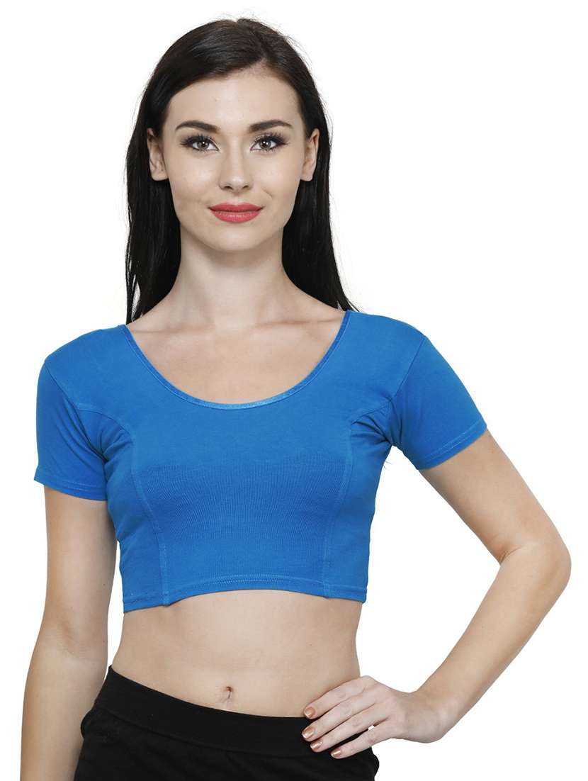 blue cotton blend regular blouse - 19682080 -  Zoom Image - 0