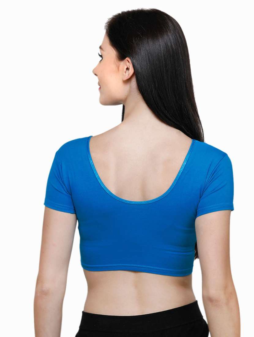 blue cotton blend regular blouse - 19682080 - Standard Image - 3