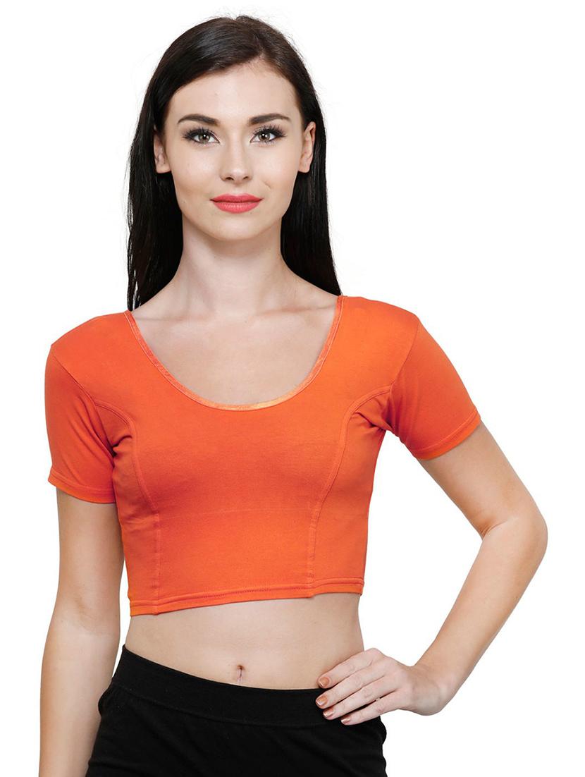 orange cotton blend regular blouse