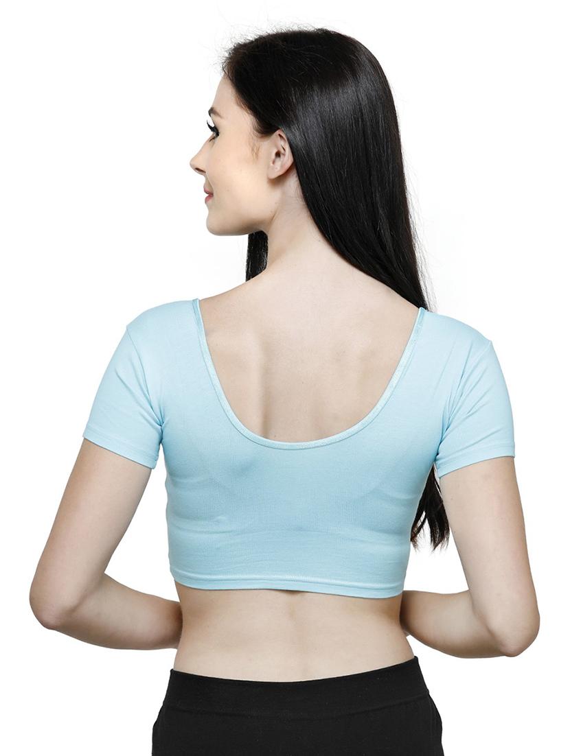 blue cotton blend regular blouse - 19682086 - Standard Image - 3