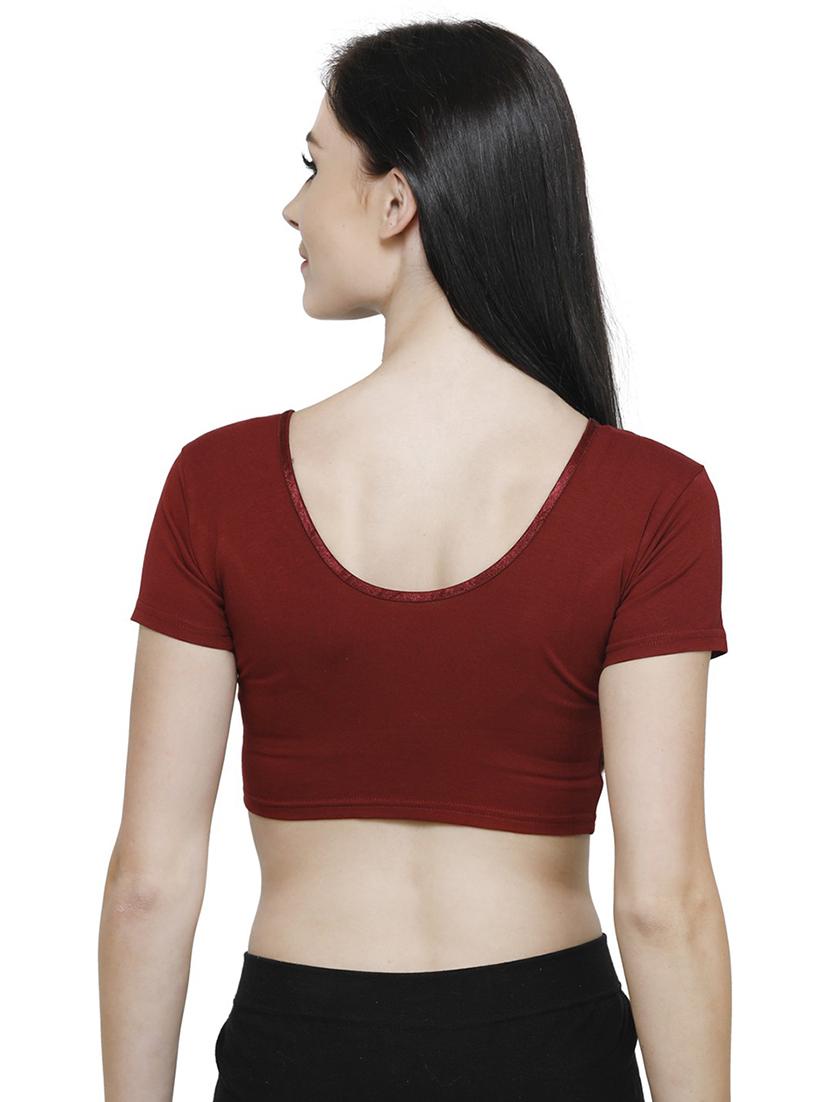 women solid short sleeves stitched blouse - 19682095 - Standard Image - 3