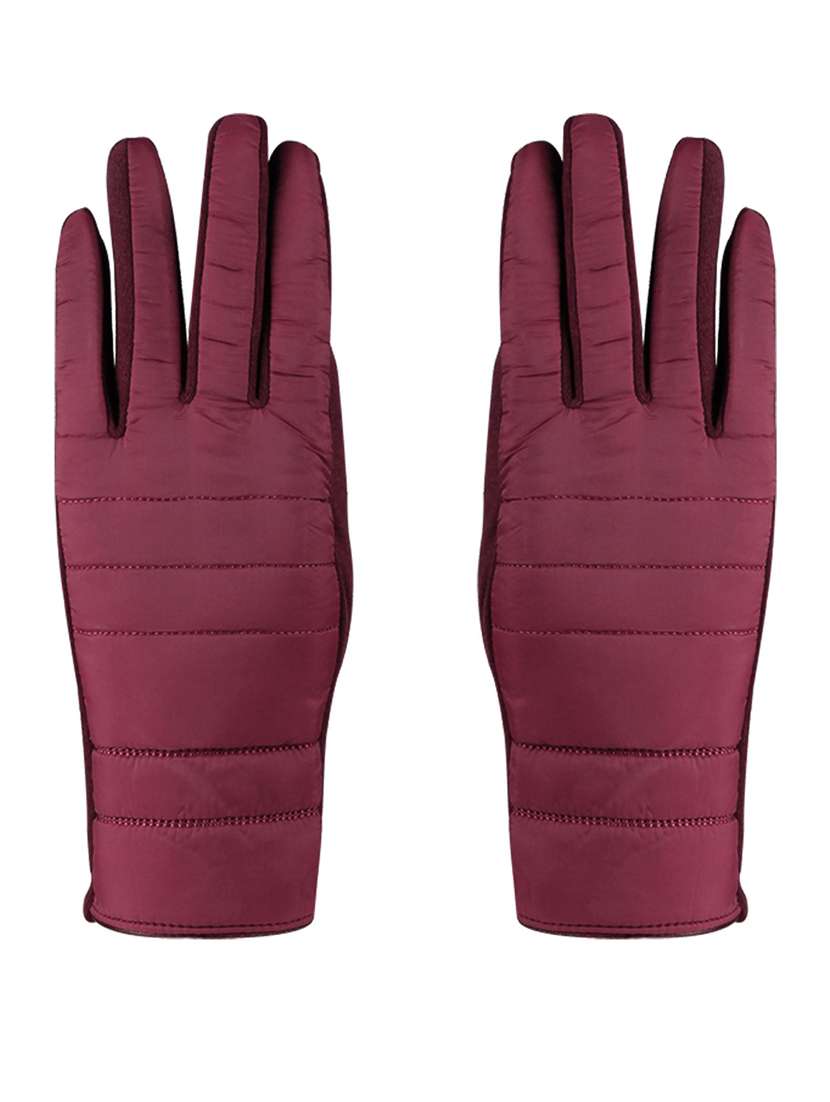 maroon solid gloves - 19682182 -  Zoom Image - 0