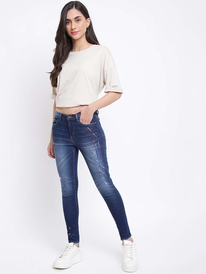 women's distress skinny fit jeans - 19684864 -  Standard Image - 3
