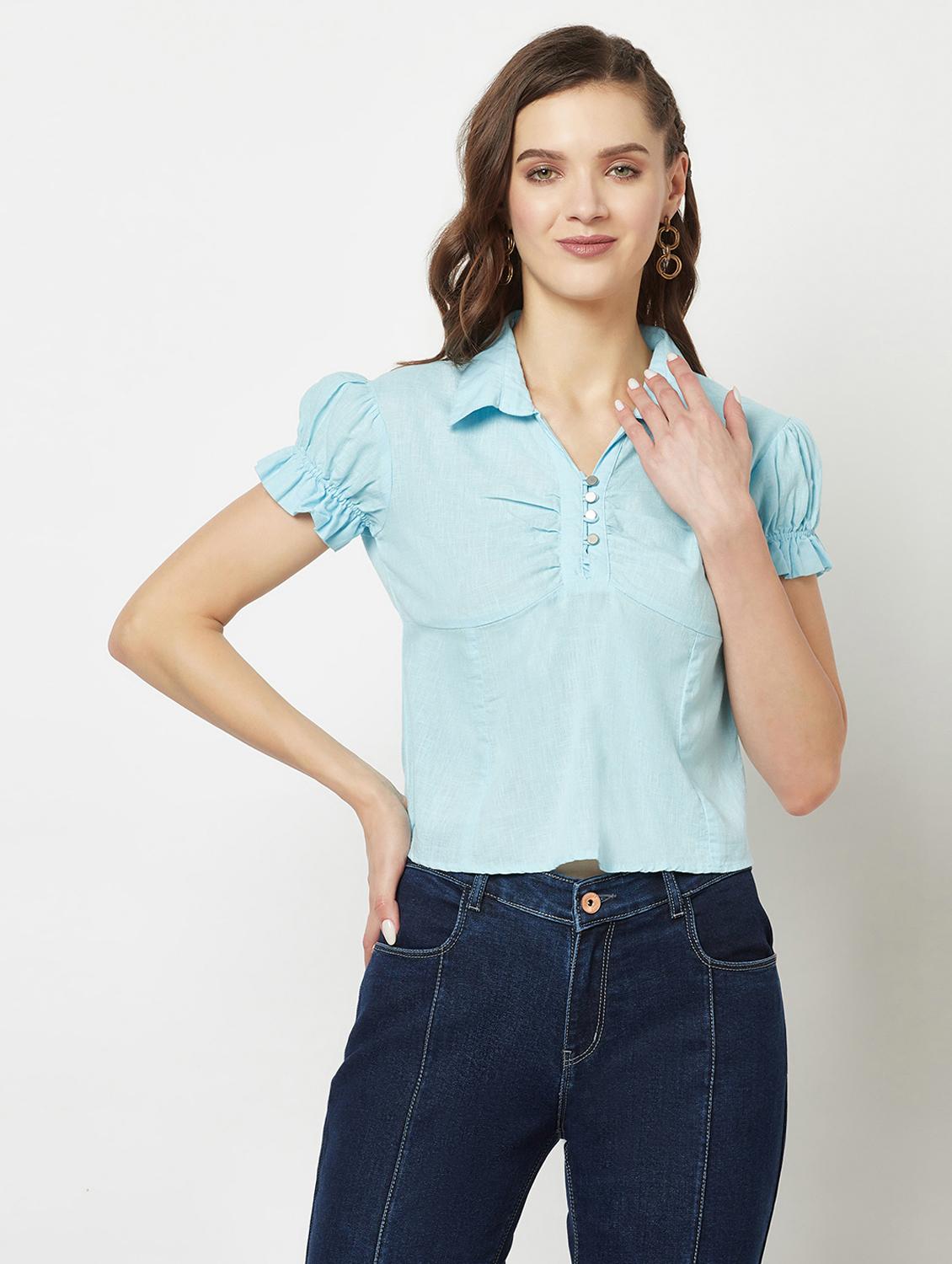 women's crop collared top - 19684915 - Zoom Image - 0