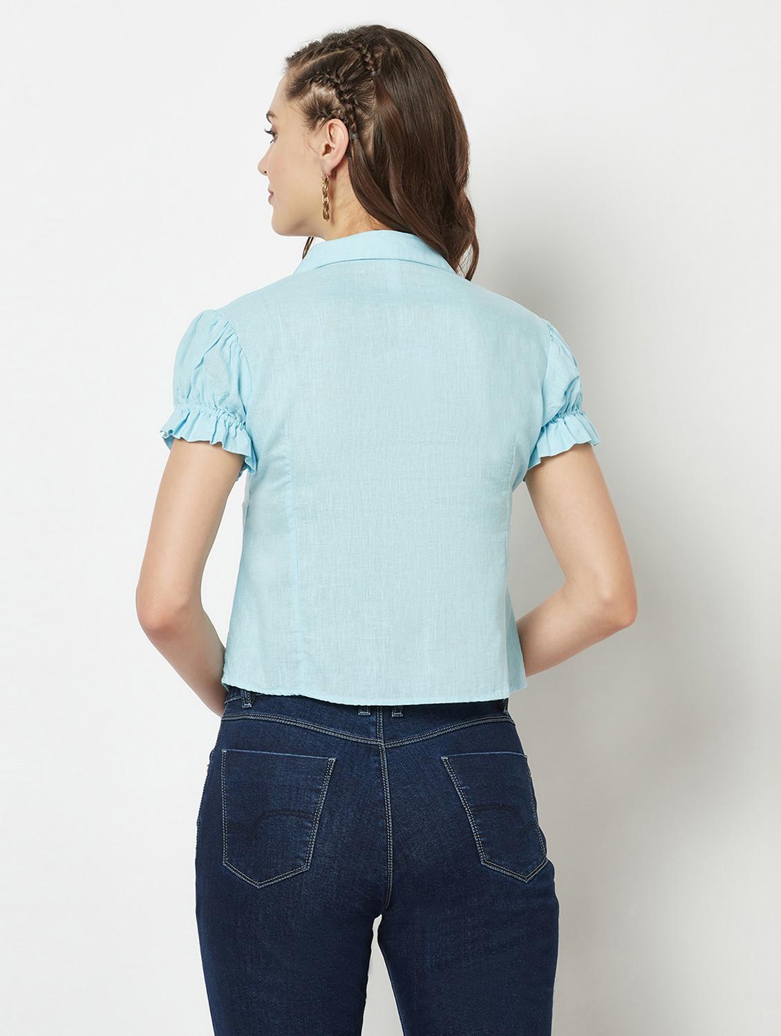 women's crop collared top - 19684915 - Standard Image - 3