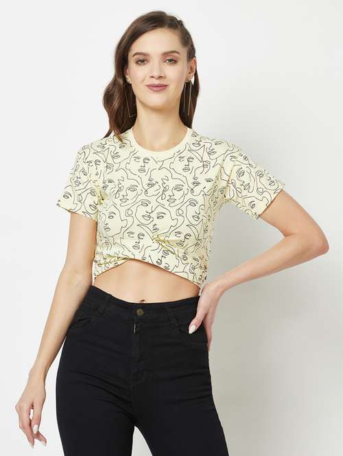 women's crop round neck top - 19684920 - Standard Image - 0