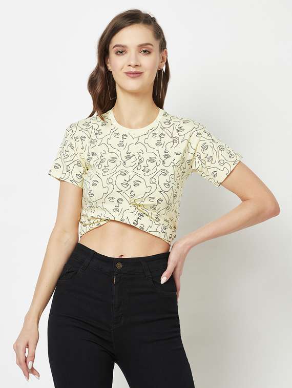 women's crop round neck top - 19684920 - Zoom Image - 0