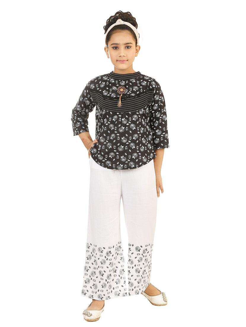 girls printed full length set