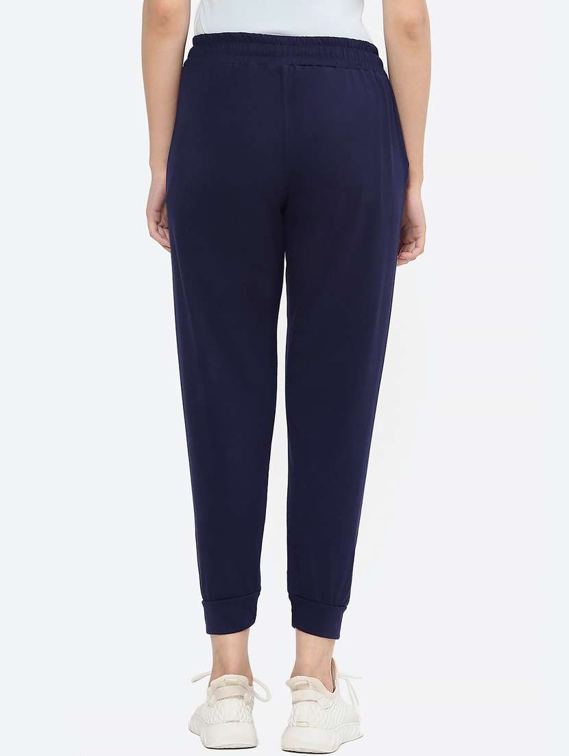 navy blue solid mid rise jogger - 19686681 -  Standard Image - 3