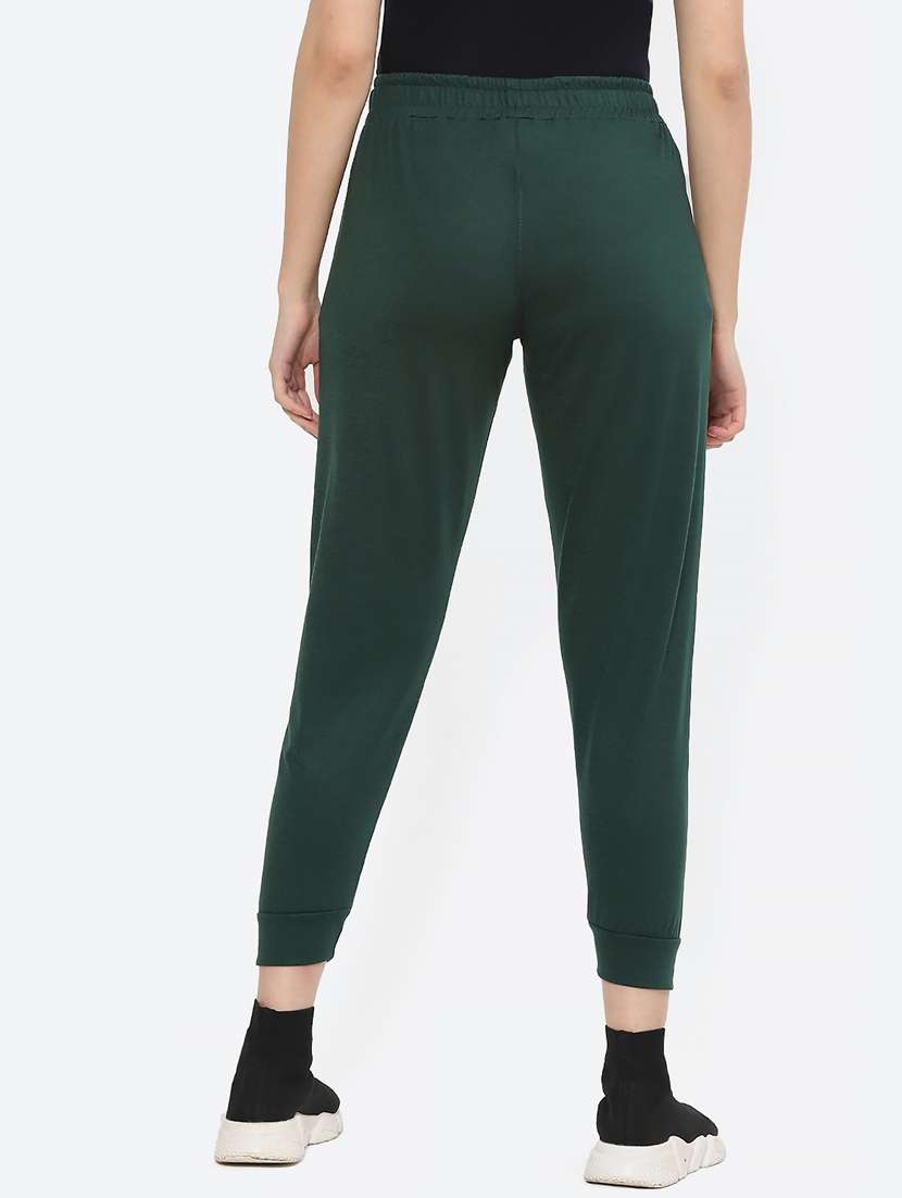 bottle green solid mid rise jogger - 19686682 -  Standard Image - 3