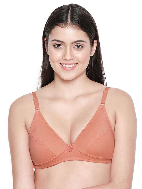 pink cotton blend plunge bra - 19688569 -  Standard Image - 0