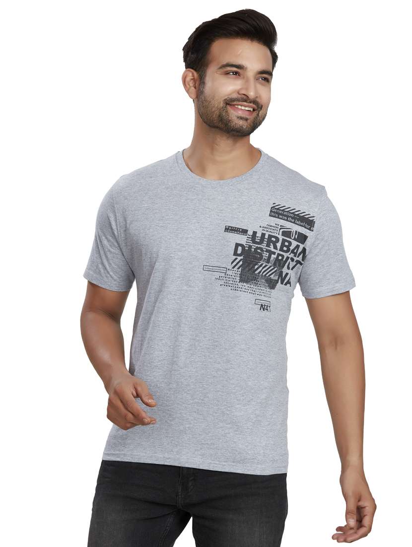 men round neck placement print t-shirt