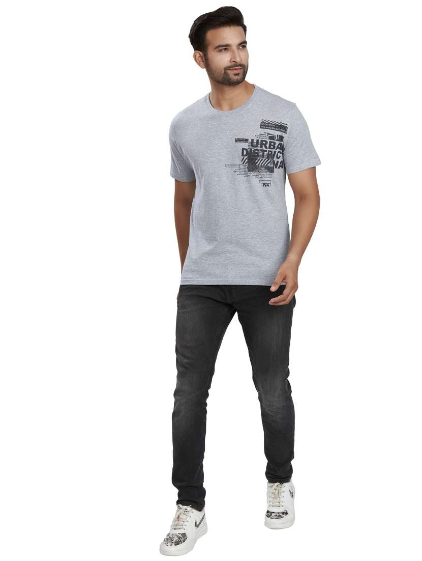 men round neck placement print t-shirt - 19689012 -  Standard Image - 3