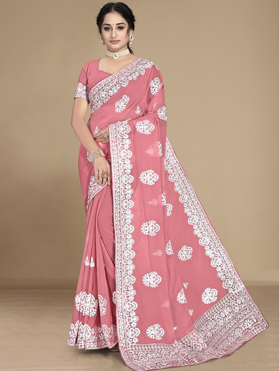 floral embroidered saree with blouse - 19690207 -  Zoom Image - 0