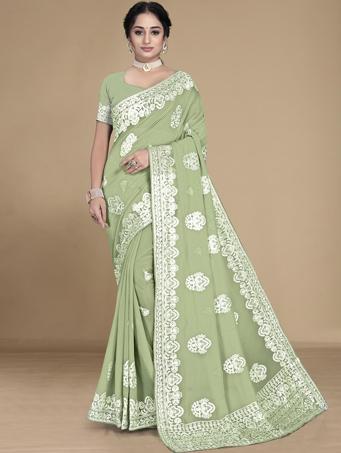 floral embroidered saree with blouse - 19690212 -  Zoom Image - 0