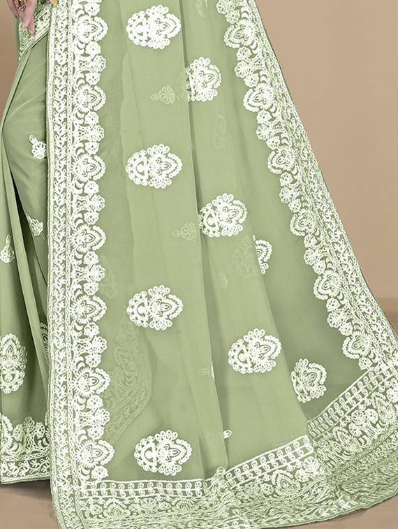 floral embroidered saree with blouse - 19690212 - Standard Image - 3