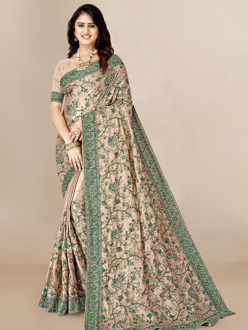 floral embroidered saree with blouse - 19690219 - Standard Image - 0