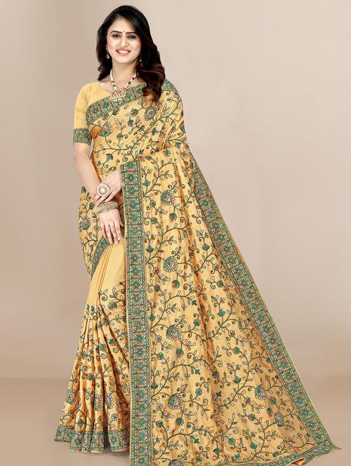 floral embroidered saree with blouse - 19690221 -  Standard Image - 0